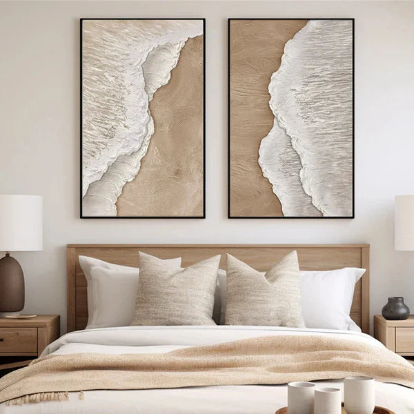 Ocean Waves Textured Abstract Wall Art Set of 2