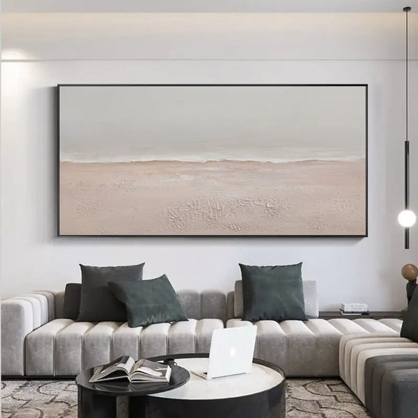 Ocean and Sky Minimalist Textured Canvas Painting