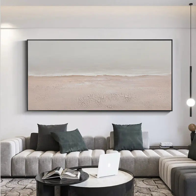 Ocean and Sky Minimalist Textured Canvas Painting