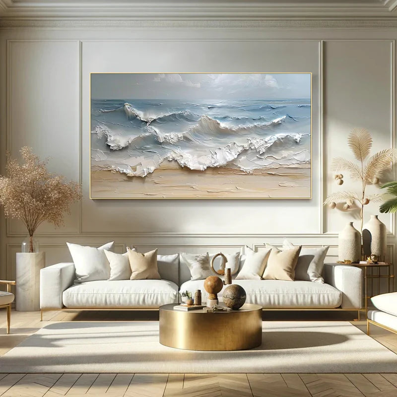 Textured Ocean Waves Canvas Art for Coastal Decor #art10218