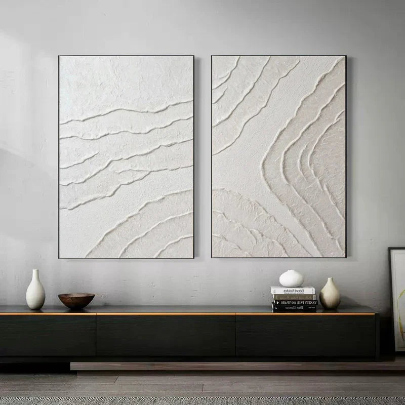 White Minimalist Painting Set Of 2 #art10219