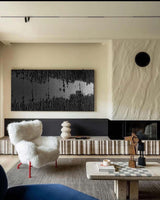 Black Minimalist- Large Modern Black Textured Canvas Art