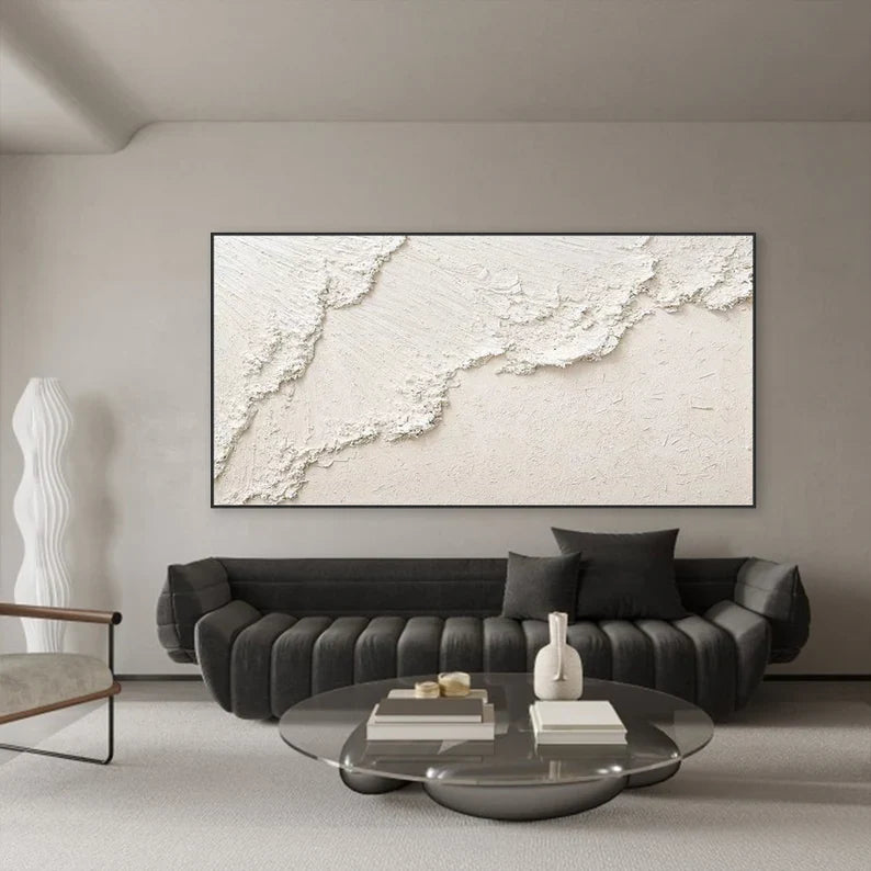 3D White Minimalist Textured Wall Art   #2618