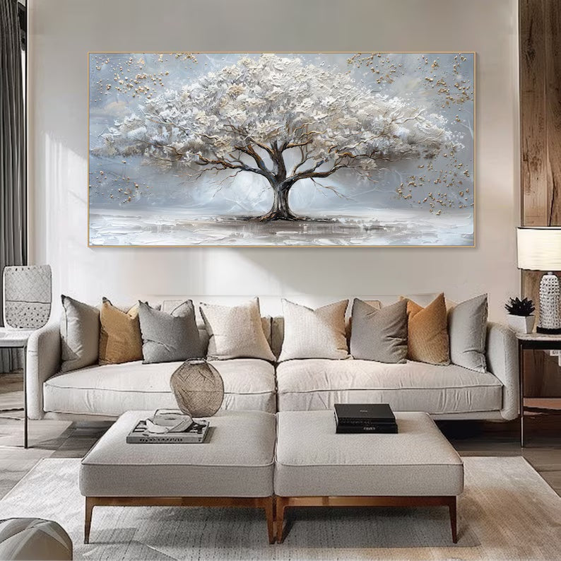 Majestic Silver Tree Textured Art #art2630