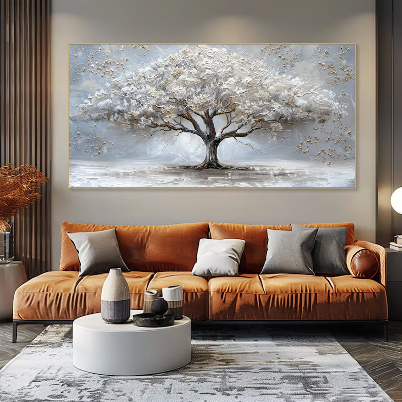 Majestic Silver Tree Textured Art #art2630