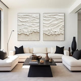 Abstract Beige Ocean Wave Wall Art-Set of 2