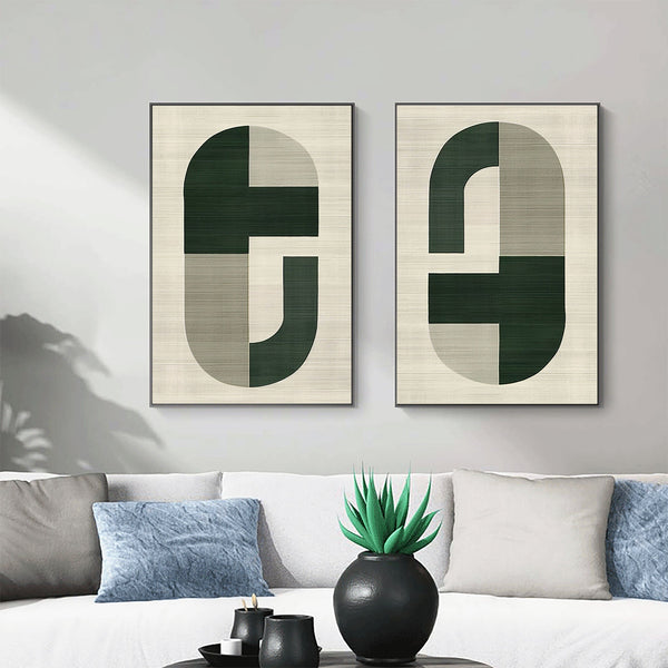 Blue & Green Abstract Painting Set Of 2#CXA 00204
