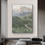 Misty Mountain Path Abstract Painting