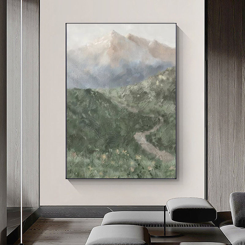 Misty Mountain Path Abstract Painting