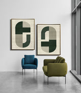 Blue & Green Abstract Painting Set Of 2#CXA 00204