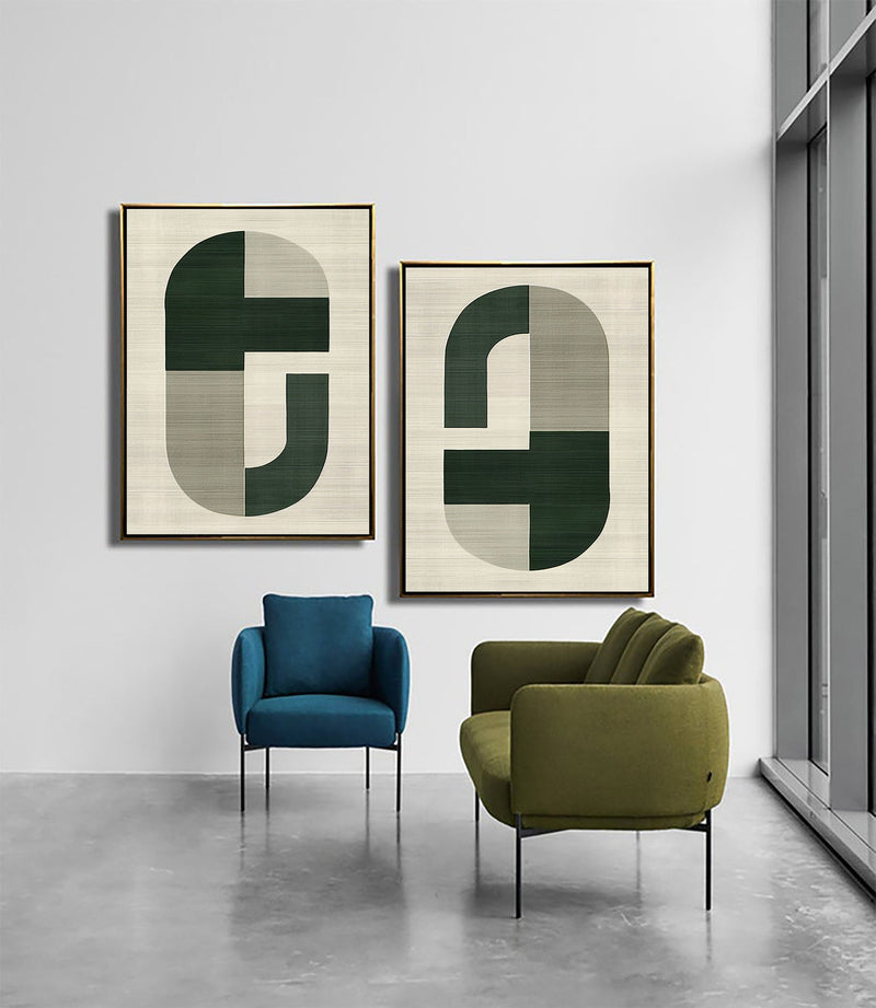 Blue & Green Abstract Painting Set Of 2#CXA 00204