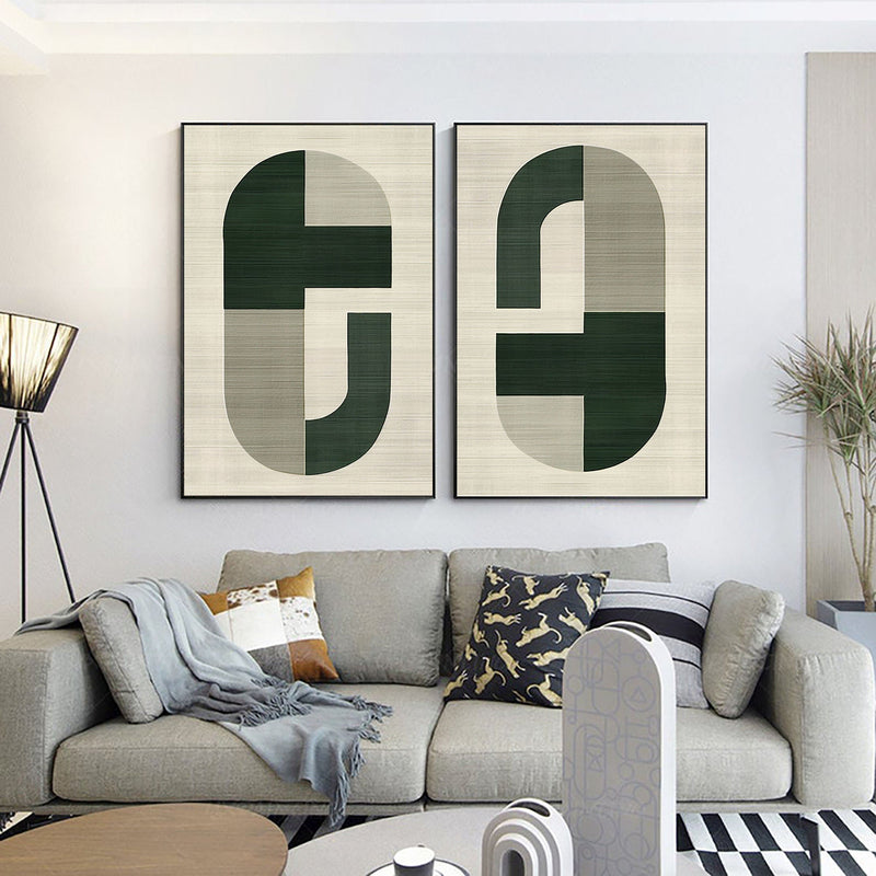 Blue & Green Abstract Painting Set Of 2#CXA 00204