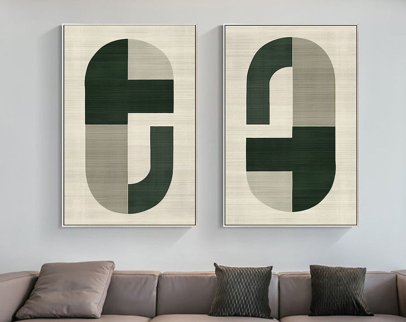 Blue & Green Abstract Painting Set Of 2#CXA 00204