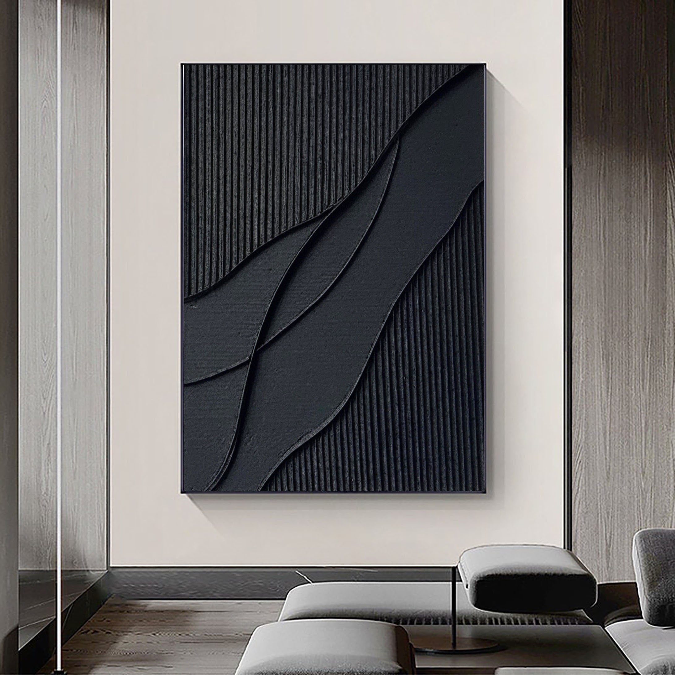 Black & White Abstract Painting #CXA 028