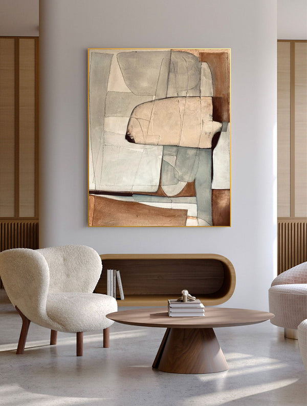 Beige & Brown Abstract Painting #CXA 00402