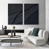 Shadow Waves Abstract Painting SET OF 2
