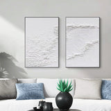 Textured White Serenity Abstract Painting SET OF 2