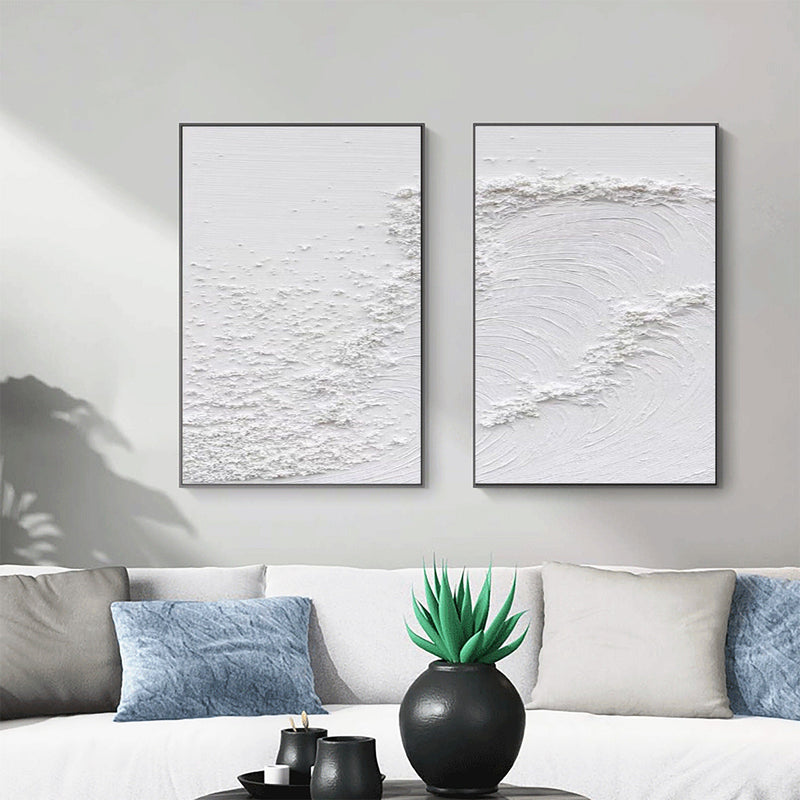 Textured White Serenity Abstract Painting SET OF 2
