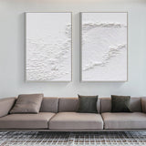 Textured White Serenity Abstract Painting SET OF 2