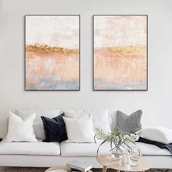 Golden Horizon Abstract Painting SET OF 2