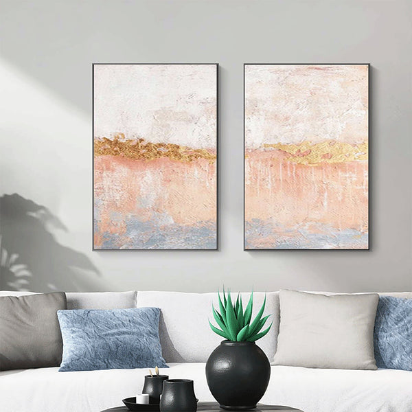 Golden Horizon Abstract Painting SET OF 2