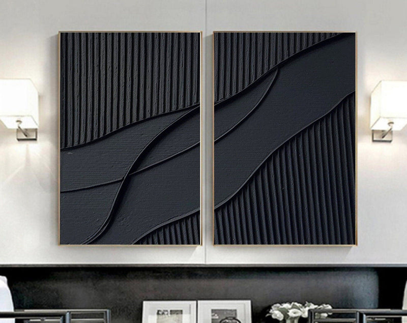 Shadow Waves Abstract Painting SET OF 2