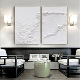 Textured White Serenity Abstract Painting SET OF 2