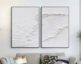 Textured White Serenity Abstract Painting SET OF 2