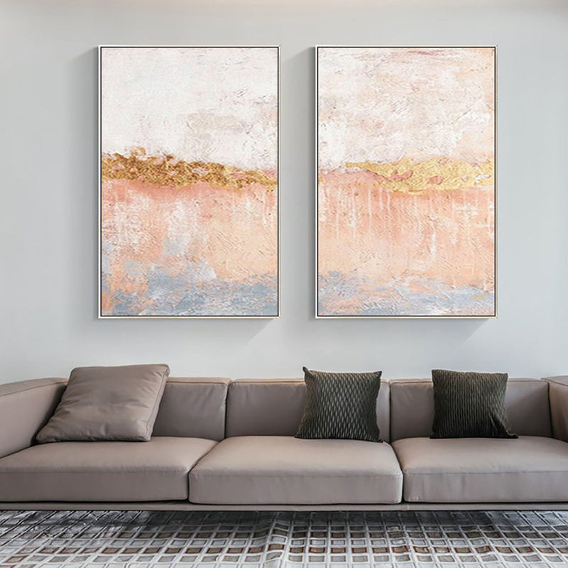 Golden Horizon Abstract Painting SET OF 2