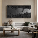 Black Minimalist- Large Modern Black Textured Canvas Art