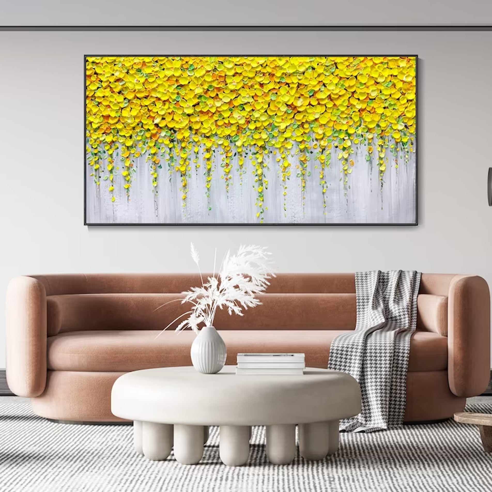 Custom Original 3D Textured Abstract Flower Painting On Canvas