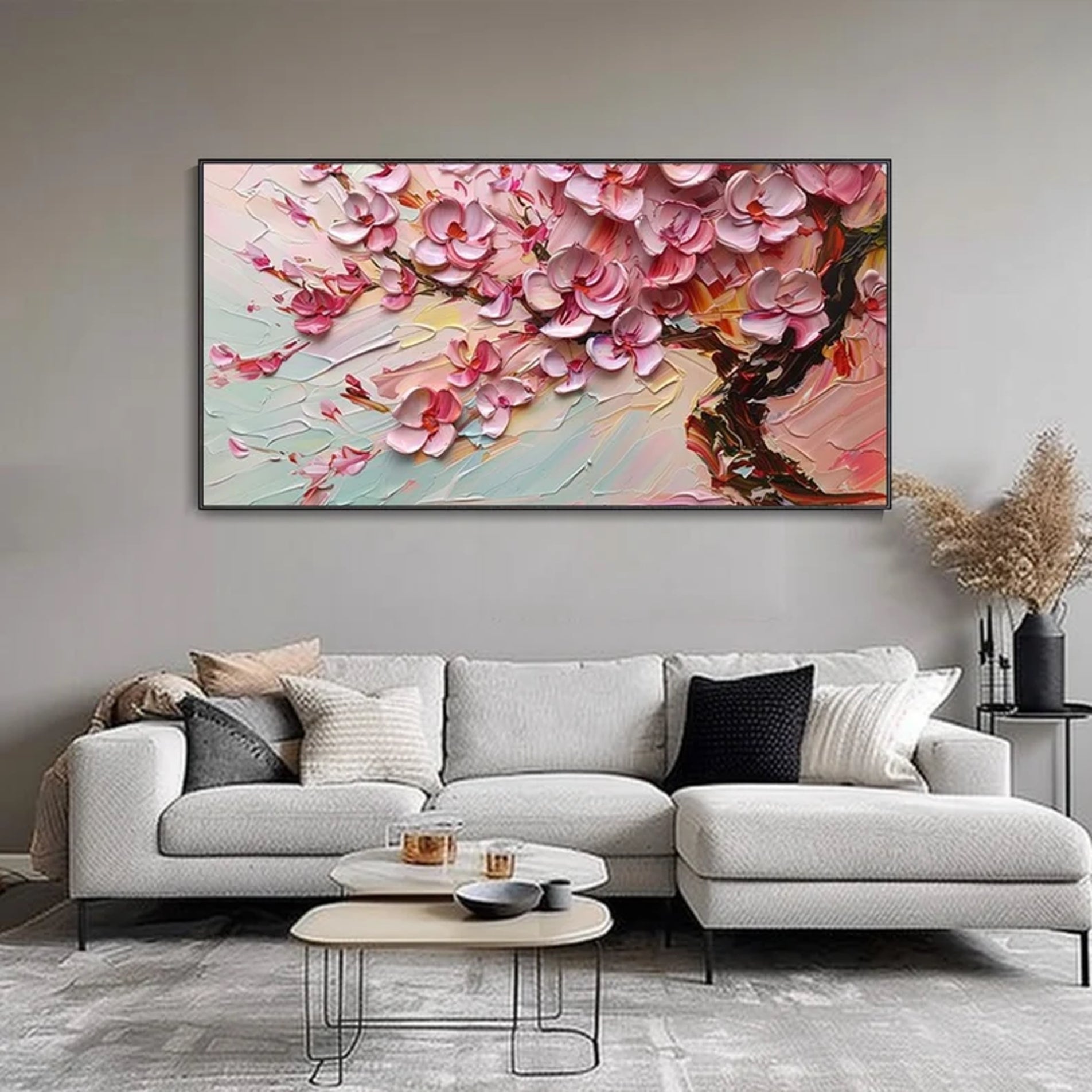 Custom Original 3D Textured Abstract Flower Painting On Canvas