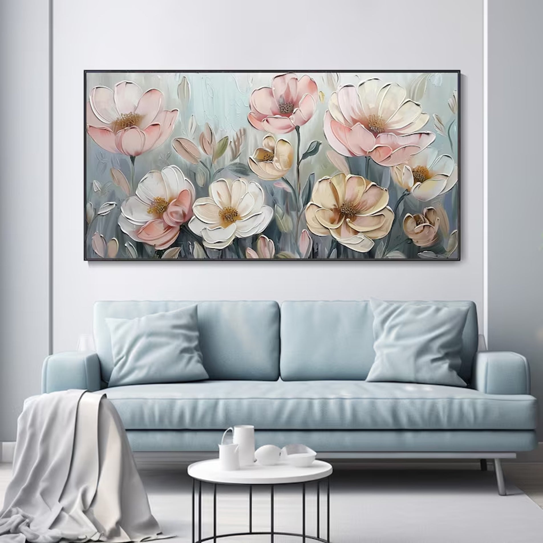 Custom Original 3D Textured Abstract Flower Painting On Canvas