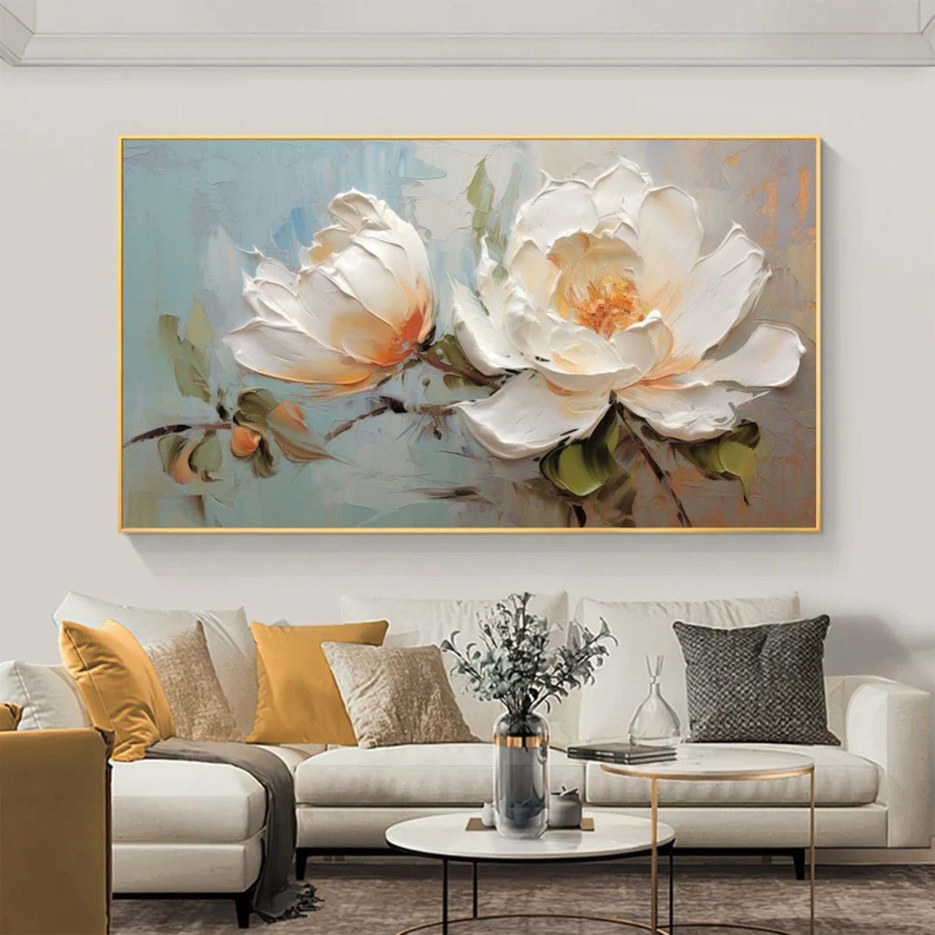 Custom Original 3D Textured Abstract Flower Painting On Canvas