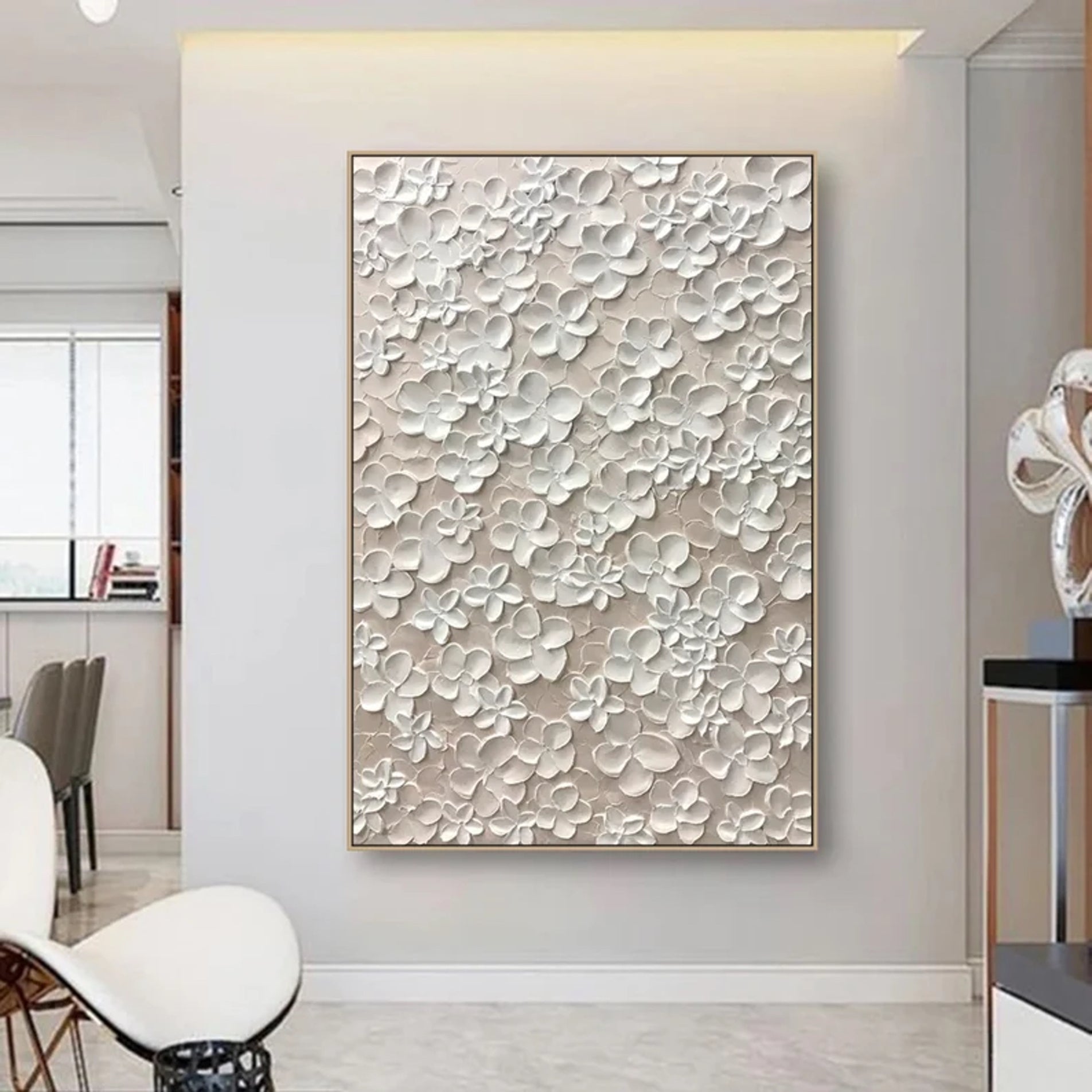 Custom Original 3D Textured Abstract Flower Painting On Canvas